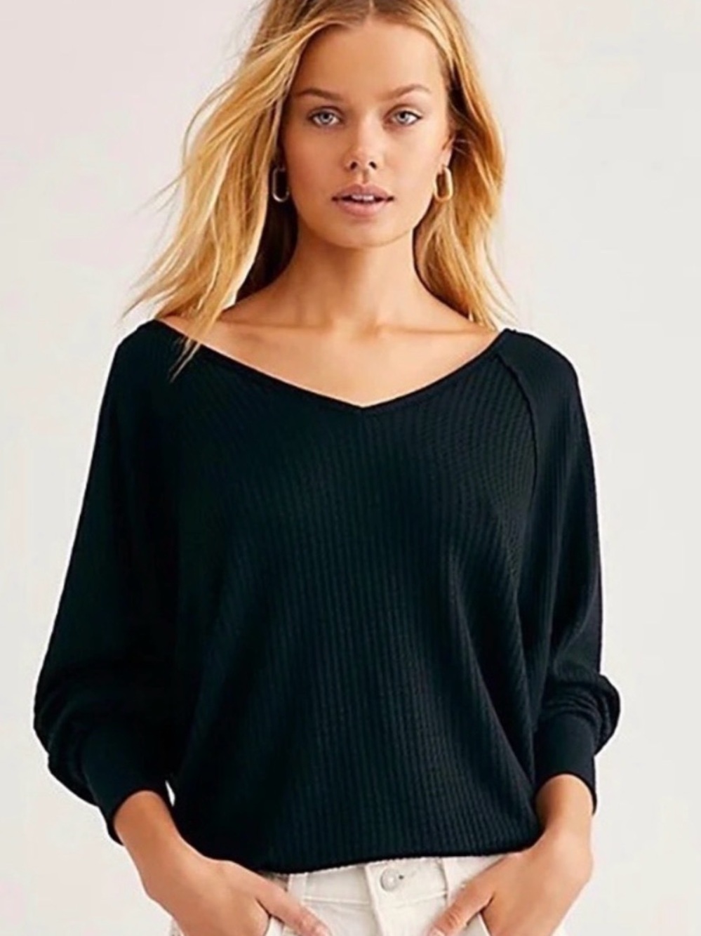 Free People Santa Clara Thermal Top in Black XS